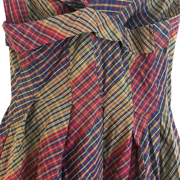 Donoratico By Ding Yong Plaid Fit & Flair Scoop Neck Short Dress Size Small - Picture 11 of 13